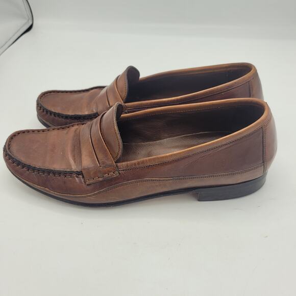 Johnston & Murphy Domani Brown Loafer Slip On Shoes Men's Size 8M Made in Italy - Picture 3 of 8